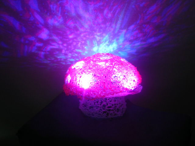 fly acgaric in plastic with LEDs